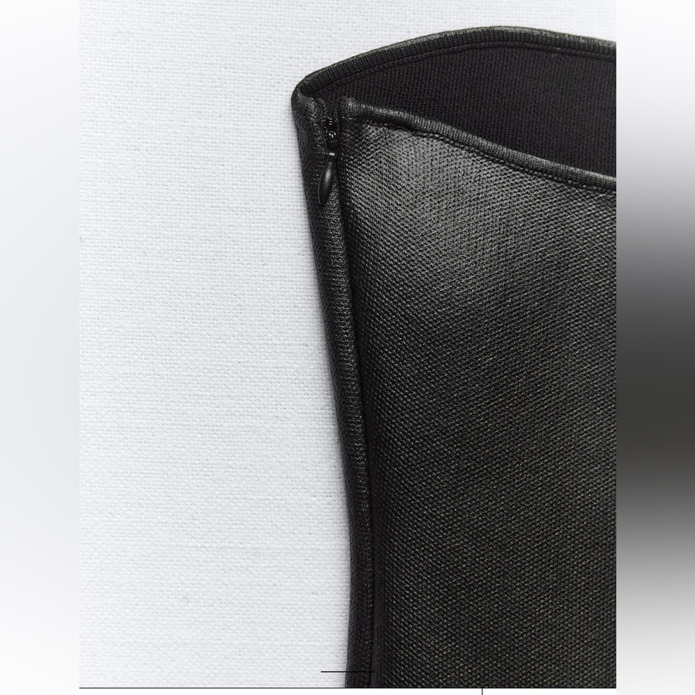 Zara NWT black patent faux leather sweetheart neck bandeau strapless tube top - Picture 6 of 7